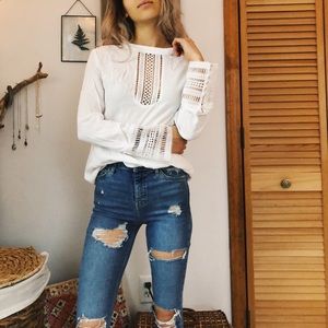 boho embroidered cutout top